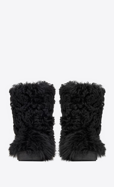 SAINT LAURENT Boots Man Furry boot in black wool b_V4